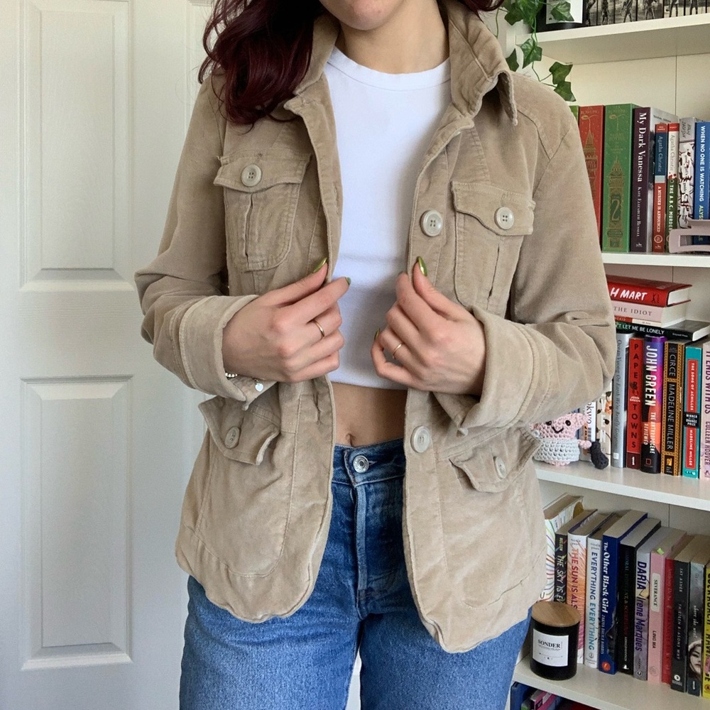 Velvet beige blazer coat